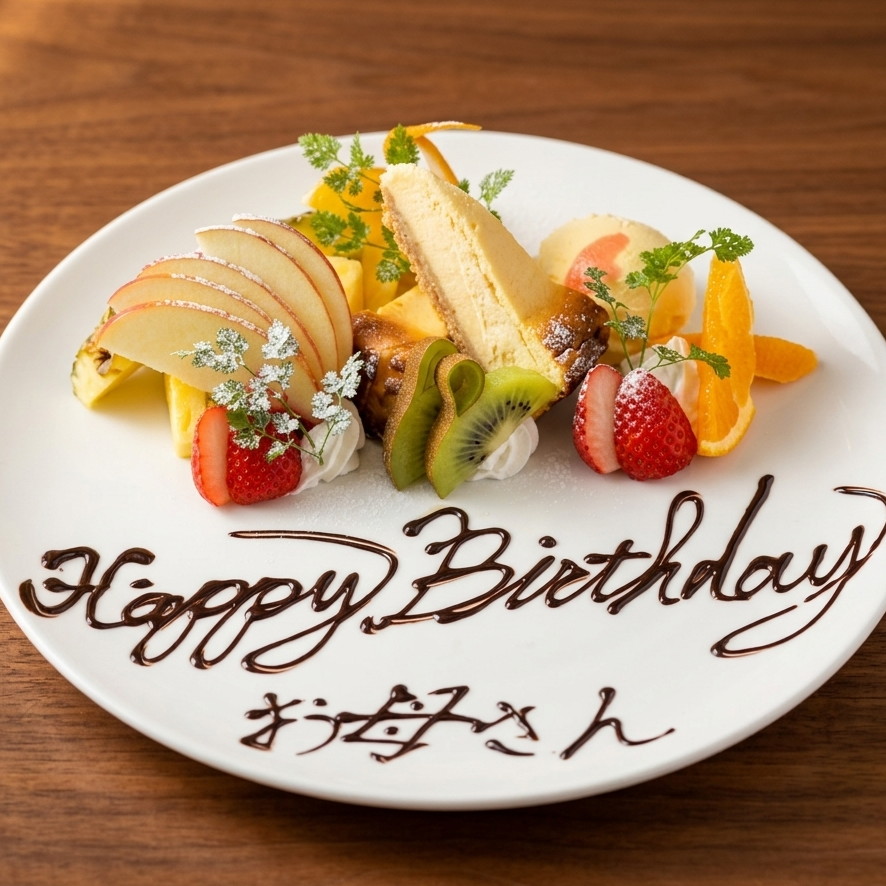 誕生日や記念日などのお祝いに！プレートご用意しております♪