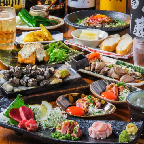 【鶏づくし極みコース】鶏刺し3点盛りなど全9品+120分飲み放題付 6500円(税込)