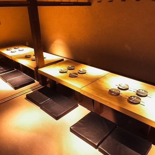 Semi-private tatami room seating for up to 16 people