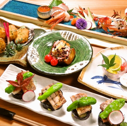 8-course meal (food only) for 3,500 yen - Enjoy 5 kinds of fresh Setouchi fish sashimi, pink pork, and more