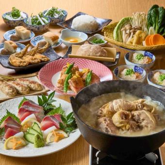 【冬の宴/忘年会】究極の水炊き鍋コース 全9品☆2時間スタンダード飲み放題付 5,000円