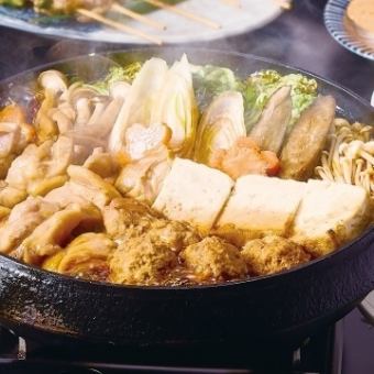 【圣诞节!年末庆典!仅限12月24日、25日、29日、30日】★ 7道菜鸡肉寿喜烧套餐,含3小时畅饮 ☆ 5,750日元(含税)⇒ 4,500日元