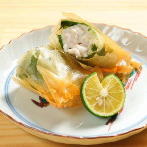 真鱈白子太春巻（マダラ）/甘海老かき揚げ