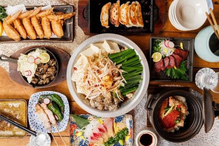 鮮魚3種ともつ鍋、チキン南蛮を楽しむ【お料理6品11種、2.5時間飲み放題付き】5000円コース