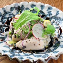 Boiled oyster carpaccio