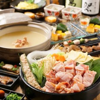 『歓迎コース』旬の野菜巻きと地鶏ちゃんこ鍋！3時間飲み放題付き【9品6000円→5000円】