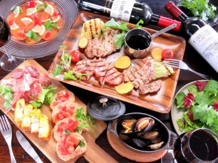 ☆【Hokkaido Signature Grillコース】石狩ブランド豚グリル等全9品+180分飲み放題付き4500円