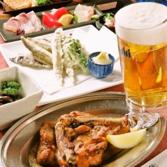 Very popular with customers from outside the prefecture!! [Setouchi course] 2 hours of all-you-can-drink included★All 7 dishes 5,000 yen → 4,500 yen (tax included)