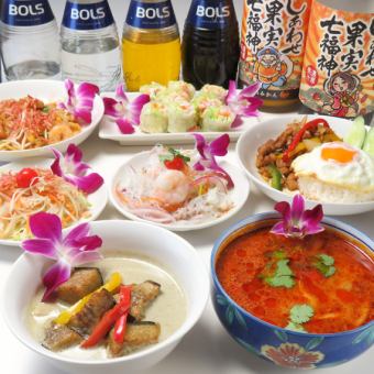 [All-you-can-eat and drink course] 22 items including fresh spring rolls, tom yum goong, etc. 4 hours of all-you-can-eat and drink 4,000 yen