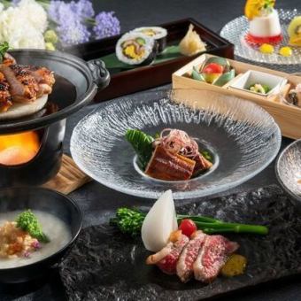 【ご法要プラン(電話予約のみ)】旬のお椀物や国産ステーキ、うなぎ入り巻き寿司と甘味など