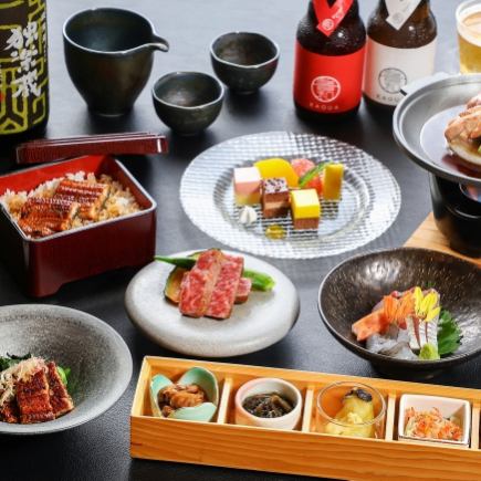【ご法要プラン(電話予約のみ)】旬のお椀物や国産ステーキ、うなぎ入り巻き寿司と甘味など