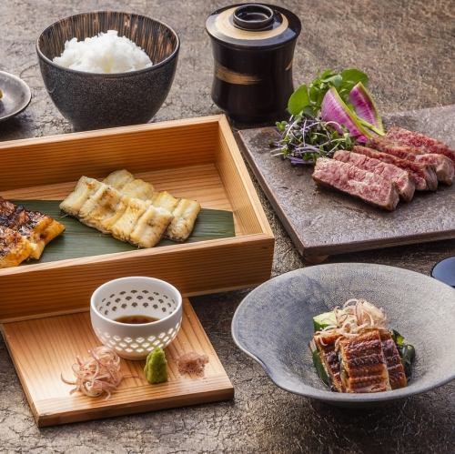Miyazaki beef steak and domestic eel set meal