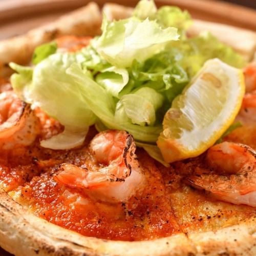 Garlic shrimp pizza