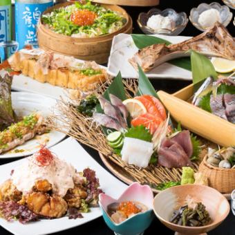 【毎日3時間飲み放題付】鮮魚・馬刺し・黒毛和牛・牛タン玉手箱全10品コース【6500円→5500円】