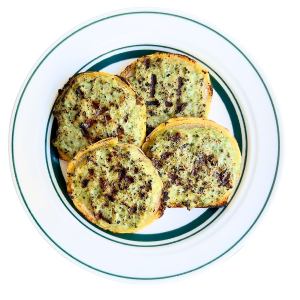 Mustard lotus root stuffed with meat