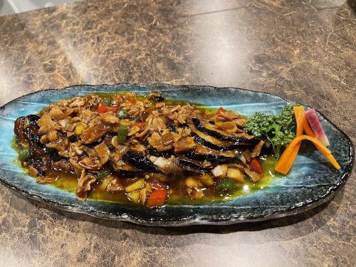 Stir-fried eggplant with Chinese flavored miso