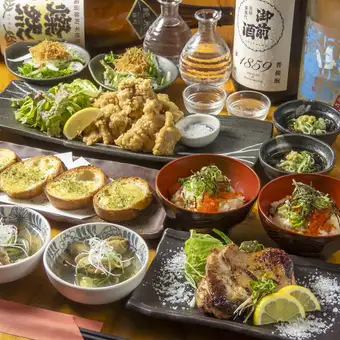 【コスパ最強◎】地鶏の塩麹焼き・アサリの酒蒸し・海鮮炊き込み飯/8品/90分飲放付/4500→4000円