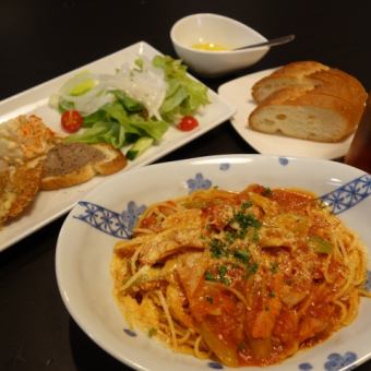 [Weekdays only] Pasta lunch set ☆ Total 4 items 1280 yen (tax included)