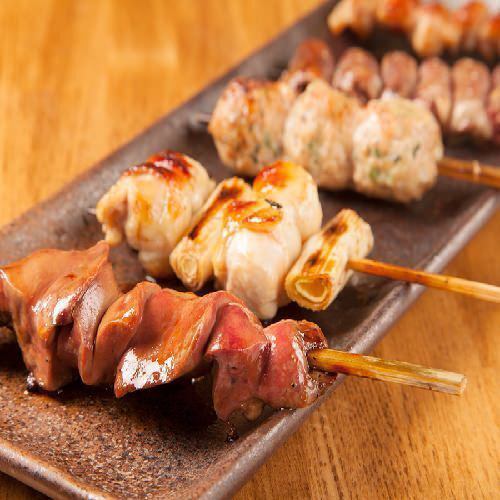 The charcoal grilled yakitori is delicious