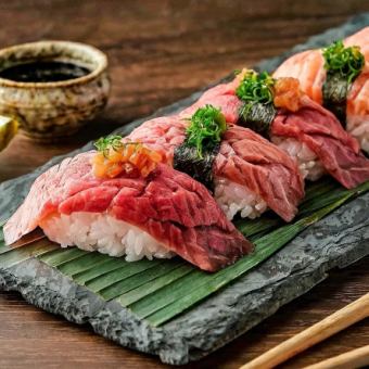 [3 hours all-you-can-drink included] 15 kinds of grilled Wagyu beef sushi all-you-can-eat course with 21 items [5000 yen → 3980 yen]