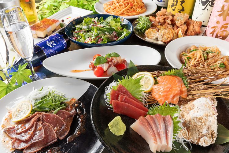 【5月・6月】『あじさいコース』　鮮魚盛り/鶏唐揚げ/デザート等料理９品2時間[飲放]付4500円