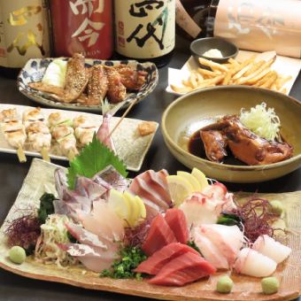 【Open~18時限定!】刺身盛合わせ等全7品×2h飲み放題 3960円税込