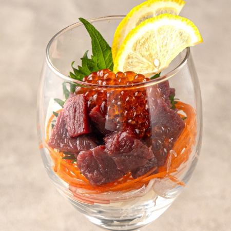 Sakura meat and salmon roe carpaccio