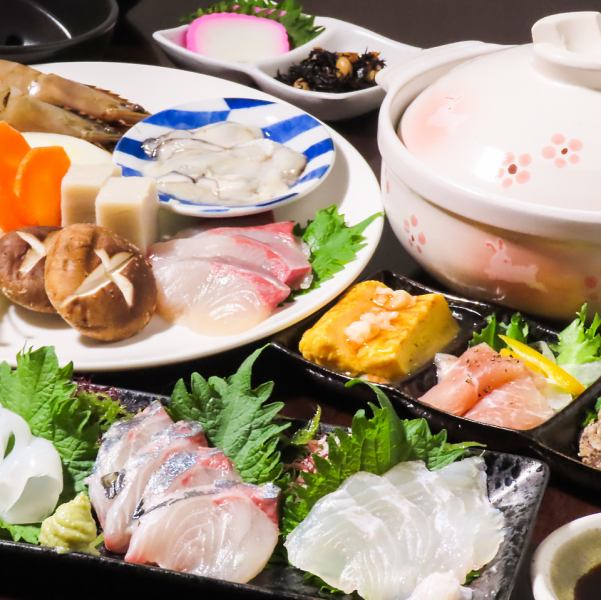 ばってんオリジナル和風出汁の「海鮮寄せ鍋」コース