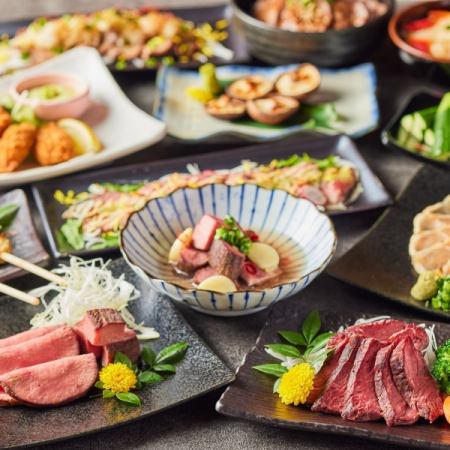 主菜可選擇3種鮮魚或豪華肉菜【精選套餐】9道菜品4,500日圓2.5小時無限暢飲！