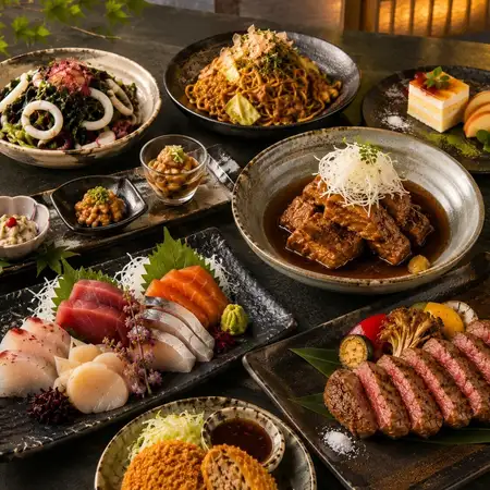 Squid cutlet, 5 kinds of fresh fish platter, Aomori Wagyu beef steak [Local Delicacies Course] 8 dishes 5,000 yen 3 hours all-you-can-drink