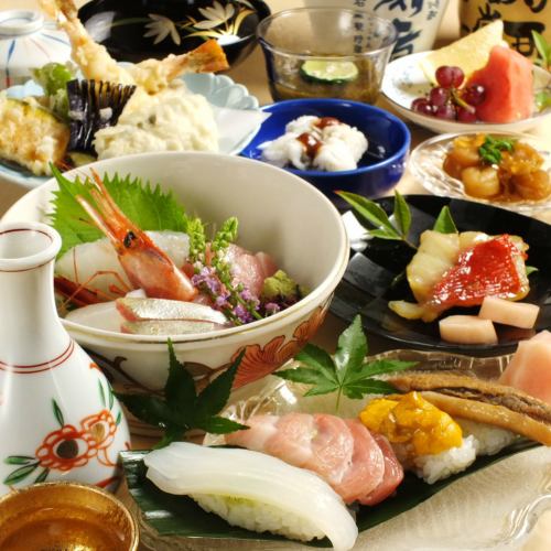 Omakase套餐“蝴蝶” 6,050日元（含稅） ◆使用時令食材和天然鮮魚的豪華套餐 ◆適合娛樂