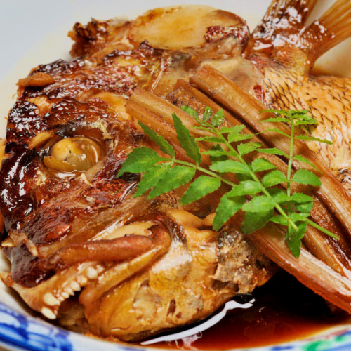 Boiled wild sea bream bones