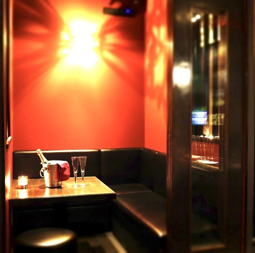 A private room for two people is for an adult date ... A calm interior with a downlight