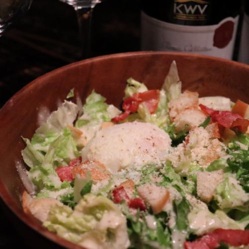 Caesar salad with soft-boiled egg