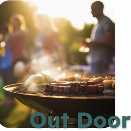 【Outdoorエリア】　1テーブル最大8名☆基本の設備、備品がついて手ぶらでBBQが楽しめます