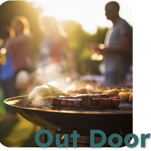 【Outdoorエリア】　1テーブル最大8名☆基本の設備、備品がついて手ぶらでBBQが楽しめます