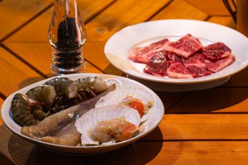 魚介と国産黒毛和牛セット(1人前)