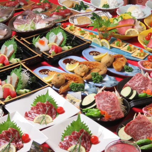 OK on the day!! [Local cuisine and horse extremity course] 12 dishes including horse sashimi + sashimi + red beef ⇒ 7500 yen