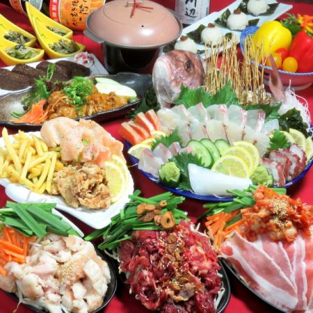【宴会におすすめ！】120分飲放付！お刺身盛や黒毛和牛カルビ鉄板など全8品⇒5000円(税込)