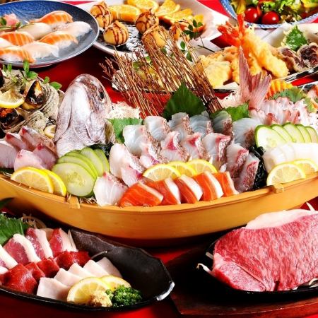【忘年会におすすめ♪】ドライ付120分飲放！馬刺や黒毛和牛ステーキなど全10品⇒8000円(税込)