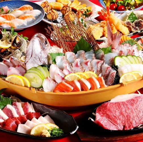 【忘年会におすすめ♪】ドライ付120分飲放!馬刺や黒毛和牛ステーキなど全10品⇒8000円(税込)