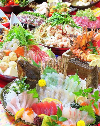 【宴会におすすめ!】ドライ付120分飲放!お刺身盛や選べる鉄板焼きなど全9品→5500円(税込)