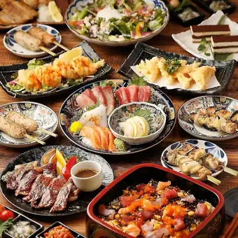 [All-you-can-eat for 120 minutes, 64 dishes in total] Standard course including charcoal-grilled dishes such as domestic beef and Kurobuta pork: ¥3980 ⇒ ¥3000