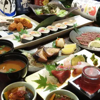 【獅子奮迅コース】刺身3種盛り合わせ・和牛ウチもものたたきなど＋1.5H飲み放題付 6600円(税込)