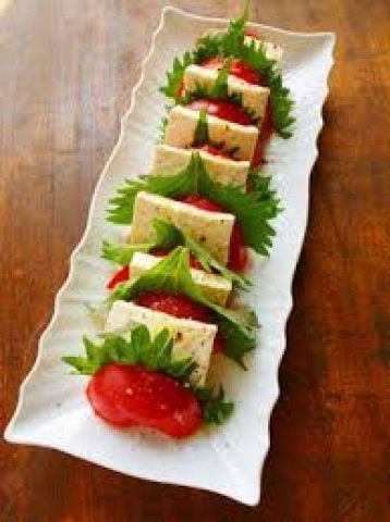 Japanese style caprese with tomato and tofu