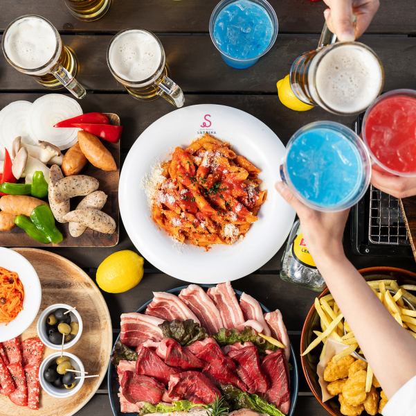 【星空と焼肉のビアガーデン】120分飲み放題付き!焼肉×ビアガーデンセット◆5500円(税込)