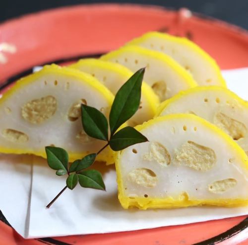 Freshly fried mustard lotus root