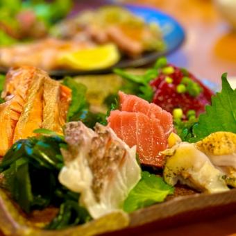 【刺身4種の入ったお手軽宴会コース】全6品生ビール付　2時間飲み放題付4500円