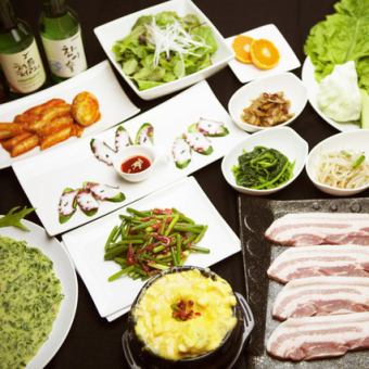 [Comes with the famous 9mm thick samgyeopsal!] Standard A course with 9 dishes recommended for banquets♪