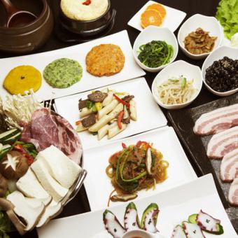 [Very popular pork bulgogi + famous samgyeopsal included] Satisfying B course with 11 dishes♪
